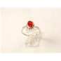 Vintage Sterling Silver & Red & Clear Czs Ring Sz 9