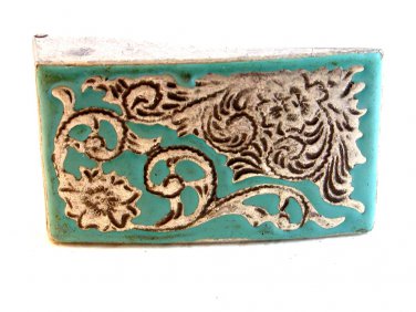 Vintage Silver Tone & Blue Enamel Belt Buckle