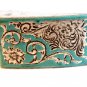 Vintage Silver Tone & Blue Enamel Belt Buckle