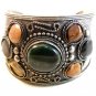Vintage Tribal Silver Tone & Stones Bracelet