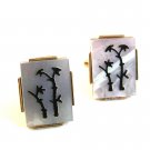Vintage Gold Tone & Abalone Palm Tree Cufflinks By Swank