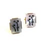 Vintage Gold Tone & Abalone Palm Tree Cufflinks By Swank