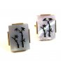Vintage Gold Tone & Abalone Palm Tree Cufflinks By Swank