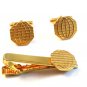 Vintage Gold Tone Cufflinks and Matching Tie Clasp