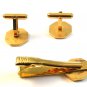 Vintage Gold Tone Cufflinks and Matching Tie Clasp