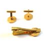 Vintage Gold Tone Cufflinks and Matching Tie Clasp