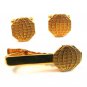 Vintage Gold Tone Cufflinks and Matching Tie Clasp