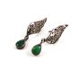 Vintage Sterling Silver & Marcasites & Jadite Dangley Pierced Earrings