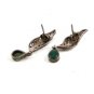 Vintage Sterling Silver & Marcasites & Jadite Dangley Pierced Earrings