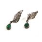 Vintage Sterling Silver & Marcasites & Jadite Dangley Pierced Earrings