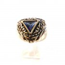 Vintage Sterling Silver & Triangle Blue Sapphire Ring