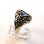 Vintage Sterling Silver & Triangle Blue Sapphire Ring