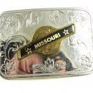 1960's - 70's Silvertone Missouri Belt Buckle Unmarked 121614