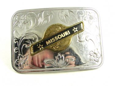 1960's - 70's Silvertone Missouri Belt Buckle Unmarked 121614