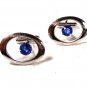 1960's - 70's Silvertone & Blue Cufflinks Unbranded 71515