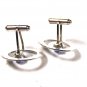 1960's - 70's Silvertone & Blue Cufflinks Unbranded 71515