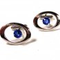 1960's - 70's Silvertone & Blue Cufflinks Unbranded 71515