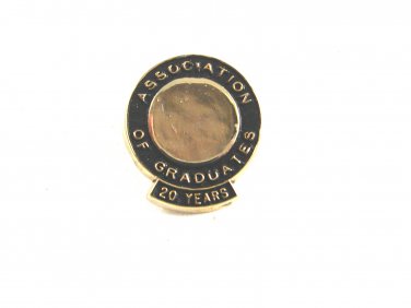 1960's-1970's Goldtone & Black Association of Graduates 20 Year Pin 72414