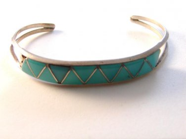 Native American Sterling Silver Turquoise Cuff Bracelet