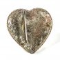 Vintage Ladies Silvertone Heart with Goldtone Trim Belt Buckle Unbranded 71215