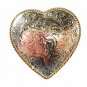 Vintage Ladies Silvertone Heart with Goldtone Trim Belt Buckle Unbranded 71215