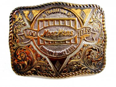 1984 MoorMans Cattle Feed since 1885 22K Sterling Silver Belt Buckle by Crumrine