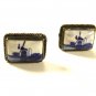 Vintage Blue Delft Windmill Holland 835 Silver Cufflinks By CW 71015