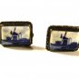 Vintage Blue Delft Windmill Holland 835 Silver Cufflinks By CW 71015