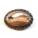 Victorian 900 Silver & Gold Tone & Marcasites Parthenon Brooch