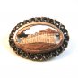 Victorian 900 Silver & Gold Tone & Marcasites Parthenon Brooch