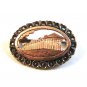 Victorian 900 Silver & Gold Tone & Marcasites Parthenon Brooch