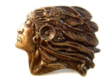 Vintage Native American Indian Chief Warrior Belt Buckle