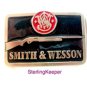 Vintage Silver Tone & Enamel Smith & Wesson Belt Buckle
