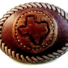 Vintage State of Texas Leather Belt Buckle by Ernesto Olivas Lasso Enterprises
