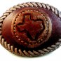 Vintage State of Texas Leather Belt Buckle by Ernesto Olivas Lasso Enterprises