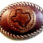Vintage State of Texas Leather Belt Buckle by Ernesto Olivas Lasso Enterprises