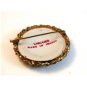 Limoges Hand Painted Porcelain Young Lady w/ Pearl Necklace & Earrings Brooch