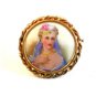 Limoges Hand Painted Porcelain Young Lady w/ Pearl Necklace & Earrings Brooch