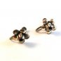 Vintage Sterling Silver Rose Flower Screw Back Earrings