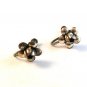 Vintage Sterling Silver Rose Flower Screw Back Earrings