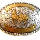 Vintage Tony Lama Sterling Bronze Plate Cowboy Rodeo Western Belt Buckle