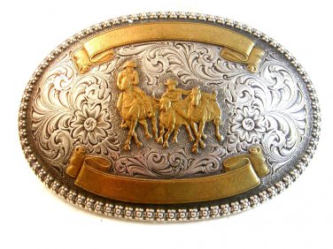 Vintage Tony Lama Sterling Bronze Plate Cowboy Rodeo Western Belt Buckle