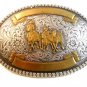 Vintage Tony Lama Sterling Bronze Plate Cowboy Rodeo Western Belt Buckle