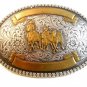 Vintage Tony Lama Sterling Bronze Plate Cowboy Rodeo Western Belt Buckle