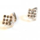 Vintage Silver Tone Lucite & Rhinestone Dice Cufflinks