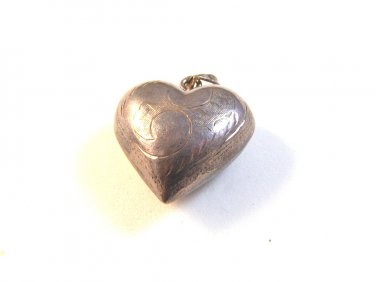 Large Vintage Sterling Silver Puffy Heart Pendant