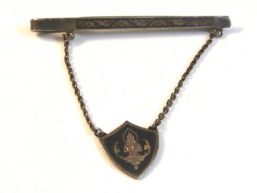 Vintage Siam Sterling Silver Niello Tie Clasp