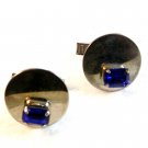 Vintage Silver Tone & Blue Cufflinks