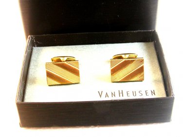 Vintage Van Heusen Gold Tone Cufflinks MIB