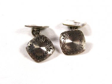 Edwardian / Art Deco Silvertone Cufflinks Unbranded 72315